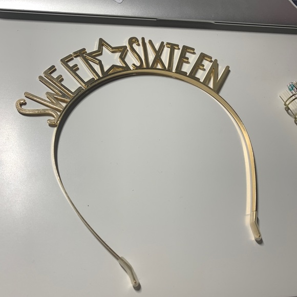 Gold color Sweet-sixteen 16 headband - Picture 2 of 2